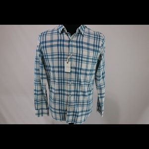 NWT Lucky Brand Classic Fit Linen L/S Blue White